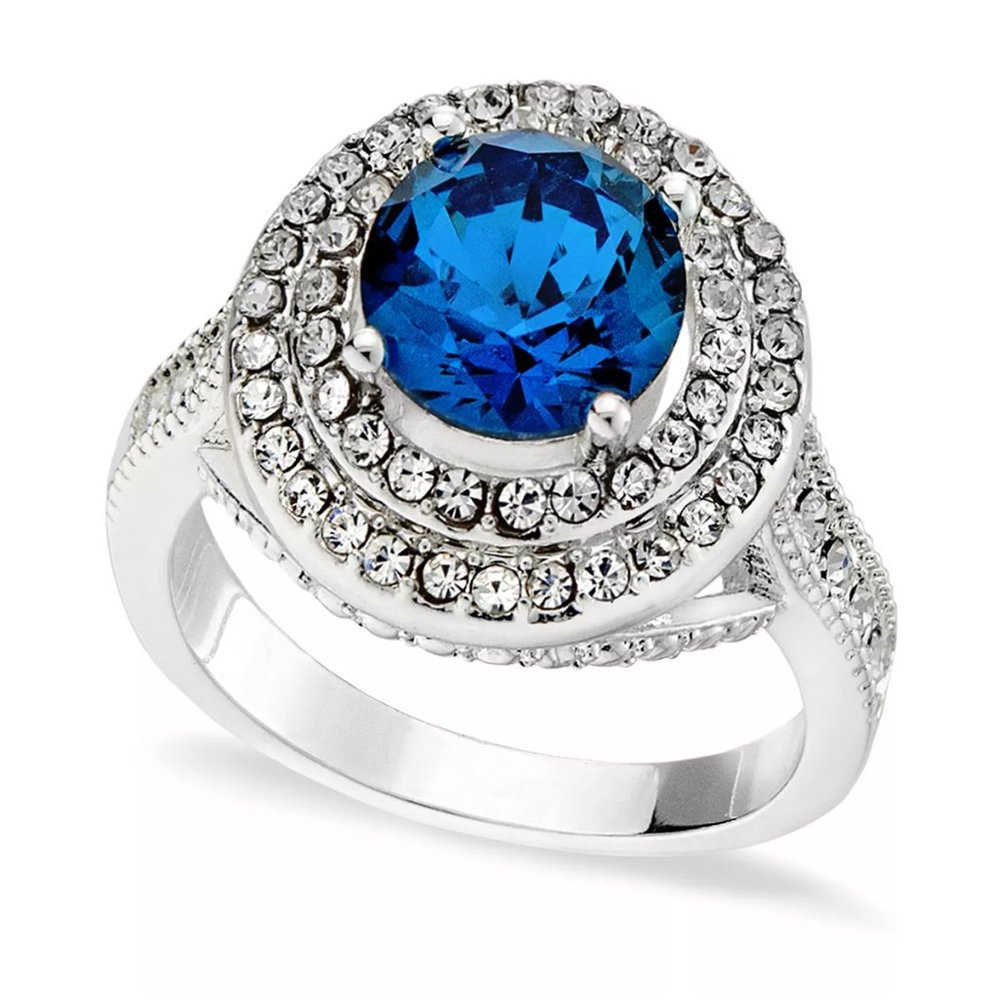 New CHARTER CLUB Pavé Stone Halo Ring in Fine Silver Plate